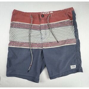 KATIN Mens Board Shorts Size 32 Blue Red Geometric Surf Swim Beach Coastal
